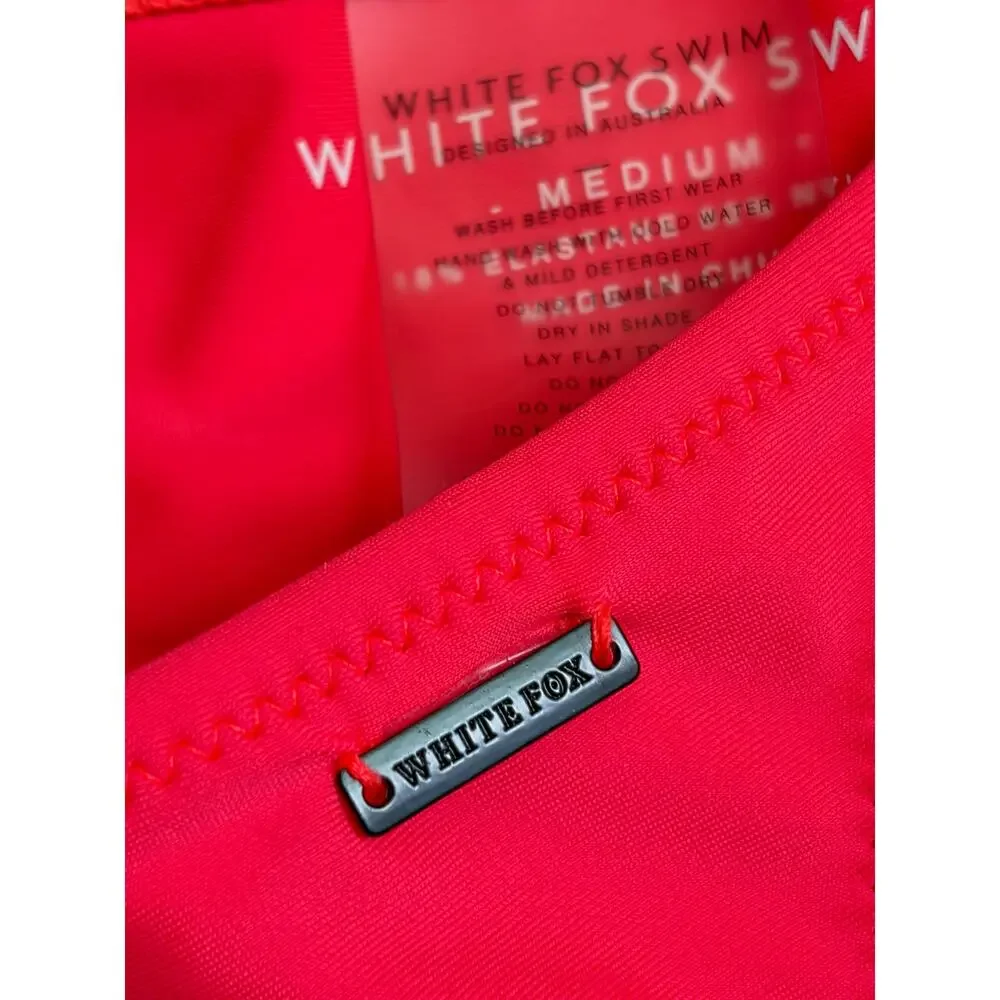 White Fox Thong Bikini (Hot Pink / Coral) - Extra Small (Top) / Medium (Bottom)